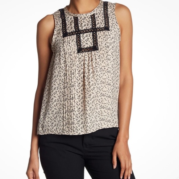 Rebecca Taylor Silk Leaf Print Sleeveless Top - Picture 1 of 14